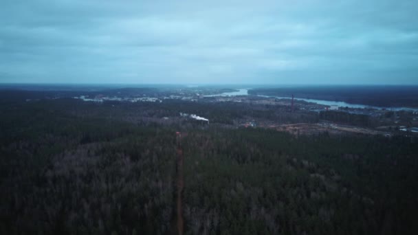 Letecký Záběr Rozhlednu Starý Dubkalnský Pískovcový Lom Lotyšském City Ogre — Stock video