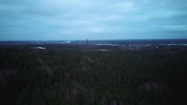 Luchtfoto Van Observatietoren Old Dubkalnu Sand Quarry City Ogre Letland — Stockvideo