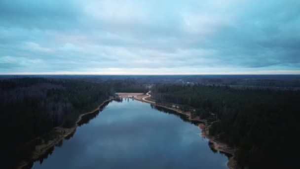 Aerial Dron Shoot Old Dubkalnu Sal Quarry City Ogre Latvia — 비디오