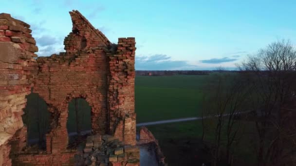 Ruins Lutheran Church Salgale Latvia Bank River Lielupe Aerial View — Stockvideo