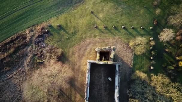 Ruins Lutheran Church Salgale Latvia Bank River Lielupe Aerial View — Stok video