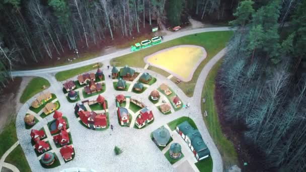 Flygfoto Över Trä Slott Skog Och Floden Tervete Tervete Naturpark — Stockvideo