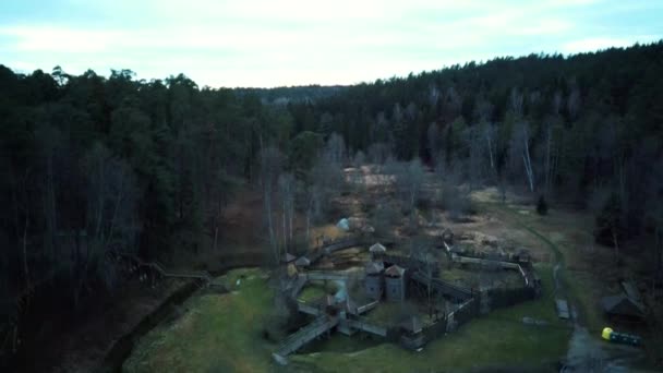 Vue Aérienne Château Bois Forêt Rivière Tervete Dans Parc Naturel — Video