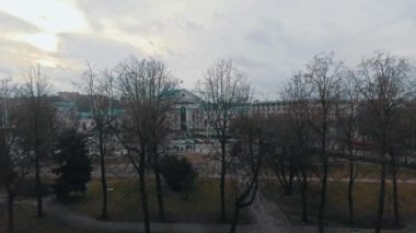 Vilnius Şehir Tren İstasyonu Kış Günü Yüksek Noktasından Litvanya Manzarası.