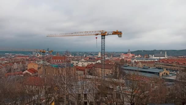 Het Uitzicht Stad Vilnius Litouwen Van Hoog Punt Winterdag Timelapse — Stockvideo