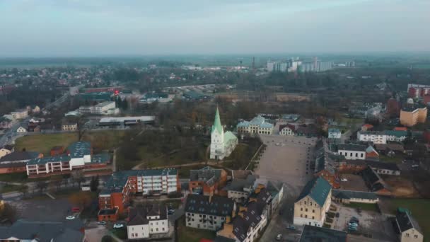 Aerial Drone View Dobele Middeleeuws Kasteel Stad Dobele Westelijke Oever — Stockvideo