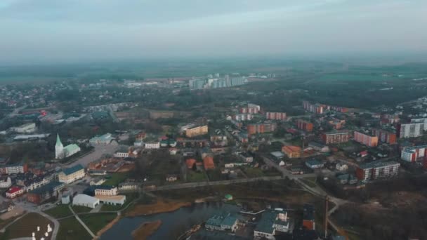 Aerial Drone View Dobele Middeleeuws Kasteel Stad Dobele Westelijke Oever — Stockvideo