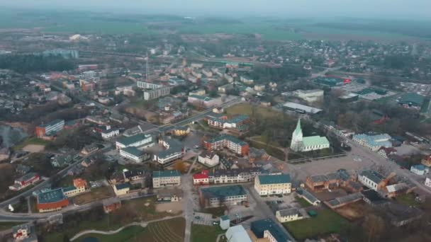 Aerial Drone View Dobele Middeleeuws Kasteel Stad Dobele Westelijke Oever — Stockvideo