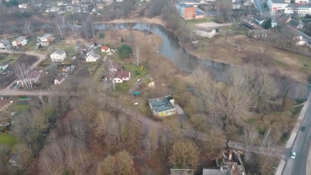 Aerial Drone View Dobele Középkori Vár Város Dobele Ciszjordánia Folyó — Stock videók
