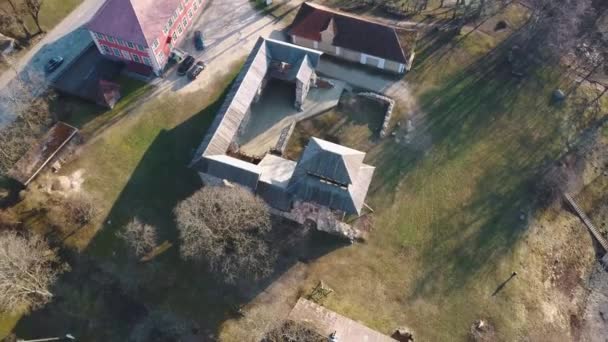 Latvia Limbazi Medieval Castle Ruins Aerial View Century Castle Stone — Stock Video