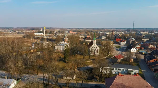 Łotwa Limbazi Średniowieczne Ruiny Zamku Widok Lotu Ptaka Zamek Xiii — Zdjęcie stockowe