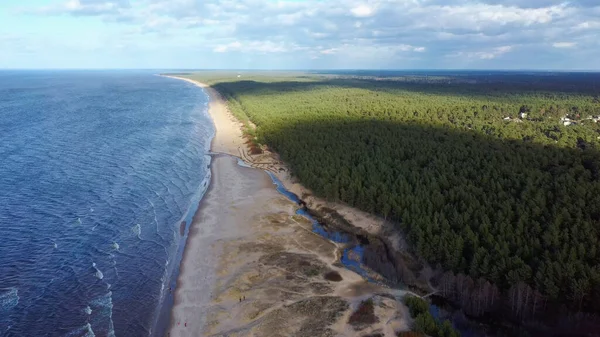 Letecký Dron Shot Garciems Beach Lotyšsko Baltské Moře Slunečný Zimní — Stock fotografie