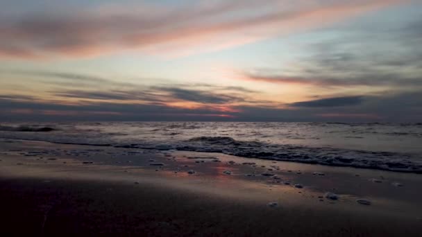 Beautiful Sunrise Batlic Sea Majestic Sky Light Being Reflected Waves — Stock Video