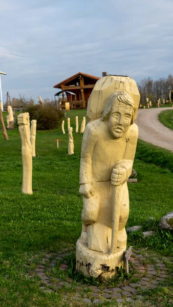 Christ the King Hill Sculpture Park in the Aglona, Latvia a Beautiful Nature Park Made of Wooden Sculptures in Honor of God Jesus Christ