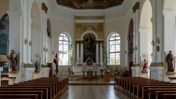 Római Katolikus Egyház Ludzában Lettországban Deatail Interior Egy Régi Templom — Stock Fotó