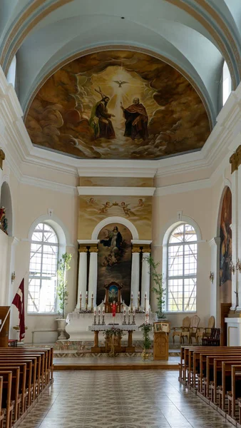 Igreja Católica Romana Ludza Letônia Deatail Interior Uma Igreja Velha — Fotografia de Stock