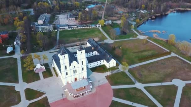 Uitzicht Vanuit Lucht Majestueuze Kathedraal Van Aglona Letland Witte Chatolische — Stockvideo