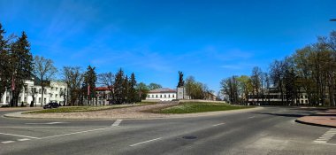 REZEKNE, LATVIA 4 Mayıs 2020: Letonya Anıtı İçin Birleşmiş. Latgalian Özgürlük Anıtı Rezekne 'nin sembolüdür.. 