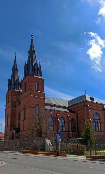 Catedral Del Corazón Jesús Iglesia Católica Rezekne Letonia Soleado Primavera — Foto de Stock