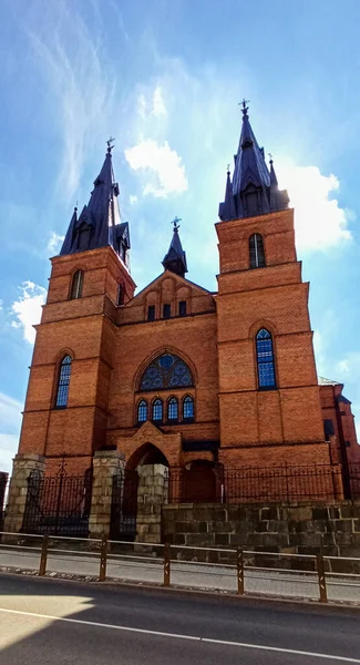 Catedral Del Corazón Jesús Iglesia Católica Rezekne Letonia Soleado Primavera — Foto de Stock