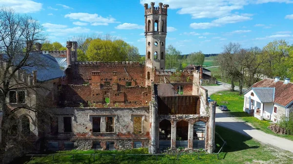 Foto Aerea Del Castello Odzienas Distrutto Lettonia Europa Una Bella — Foto Stock
