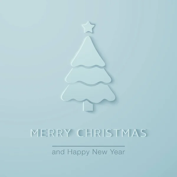 Biglietto di auguri minimalista natalizio con albero di Natale — Vettoriale Stock