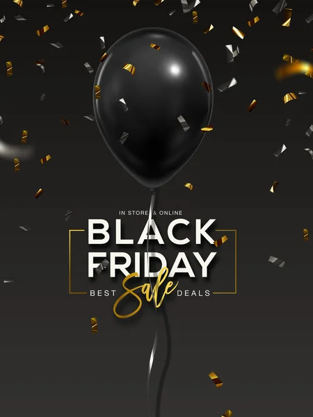 Black Friday Balão Banner — Vetor de Stock