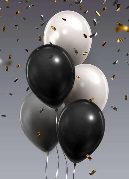 Manojo de globos sobre fondo gris — Vector de stock