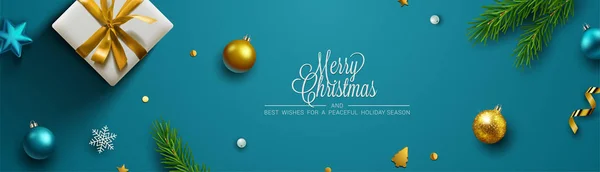Fondo Azul Navidad Banner Marco Encabezado Fondo Diseño Tarjetas Felicitación — Vector de stock