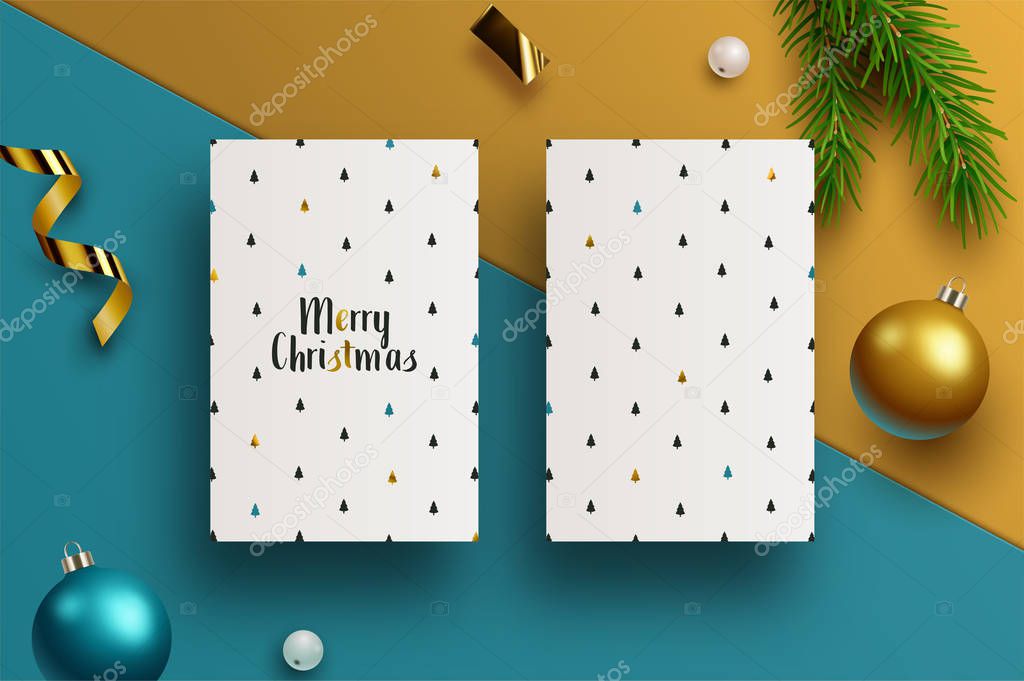 Greeting Christmas Cards. Vector Illustration. 