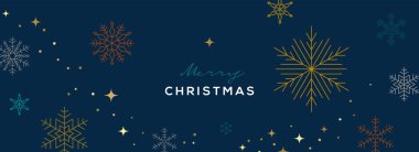 Kar taneleriyle bayram tebrik kartı tasarımı. 