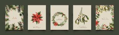 Holiday Greeting Card Collection. Vector Illustration. clipart