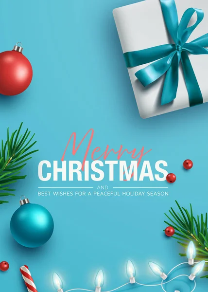 Blauwe Kerstmis achtergrond. vectorillustratie. — Stockvector