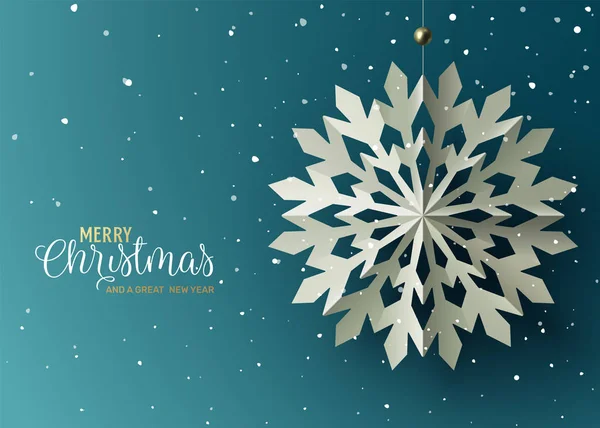 Diseño de tarjeta de felicitación navideña. Fondo de invierno con papel Snowf — Archivo Imágenes Vectoriales