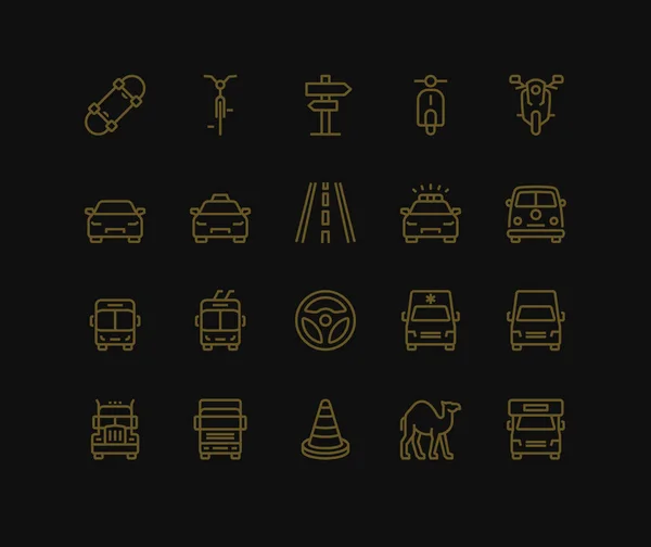 스포트 아이콘 Road Transport Icons Oncoming Front View 착색제 — 스톡 벡터