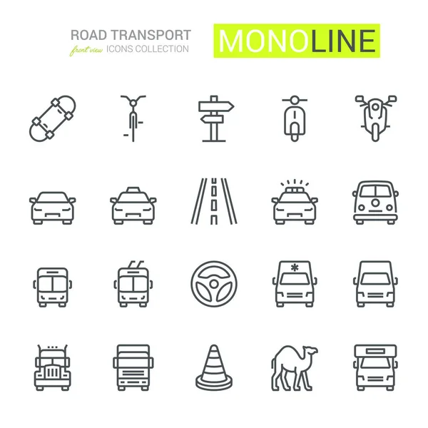 Знаки Дорожного Транспорта Вид Сбоку Спереди Монолинная Концепция — стоковый вектор