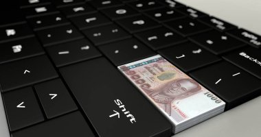 Tayland 1000 banyo düğme üstünde laptop klavye.