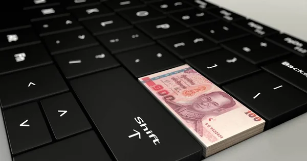 Thailanda 100 Buton de baie pe tastatura laptop . — Fotografie, imagine de stoc