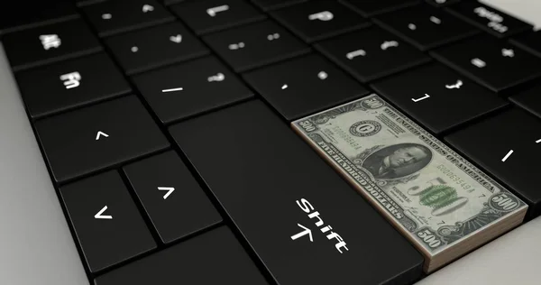 Stany Zjednoczone Ameryki 500 funtów przycisk na klawiaturze laptopa. — Zdjęcie stockowe