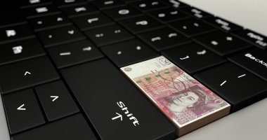 Büyük Britanya'ya 50 Lirası laptop klavye butonuna.