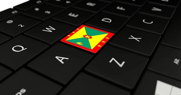 Granat flagga knappen på laptop tangentbord. — Stockfoto