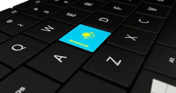 Bouton drapeau Kazakhstan sur clavier d'ordinateur portable . — Photo