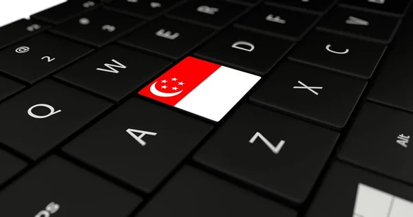 Botão bandeira de Singapura no teclado do laptop . — Fotografia de Stock