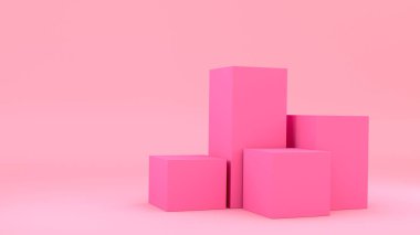Boş, pembe, boş bir kutu. 3d oluşturma.