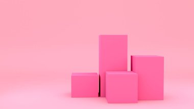 Boş, pembe, boş bir kutu. 3d oluşturma.