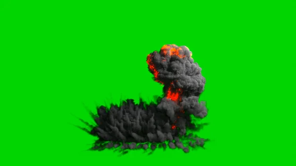 Bombexplosion Och Eldsmäll Stor Explosion Explosionsbomb Isolerad Grön Bakgrund Konvertering — Stockfoto