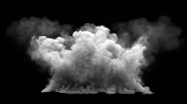 Beyaz duman kirliliği siyah arka planda izole edilmiş. 3D sunumlar.