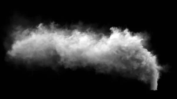 Забруднення Білого Диму Ізольовано Чорному Тлі Візуалізація — стокове фото