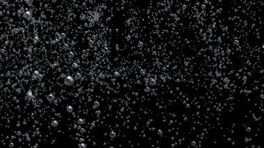 Su yüzeyine doğru yüzen suyun altındaki kabarcıkları kapatın. 3d oluşturma.