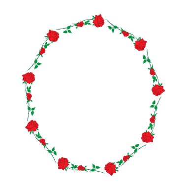 kırmızı gül düğün, doğum günü Sevgililer günü anneler günü vektör beyaz arka plan tebrik kartları davetiye üzerinde dairesel bir çerçeve oluşturur